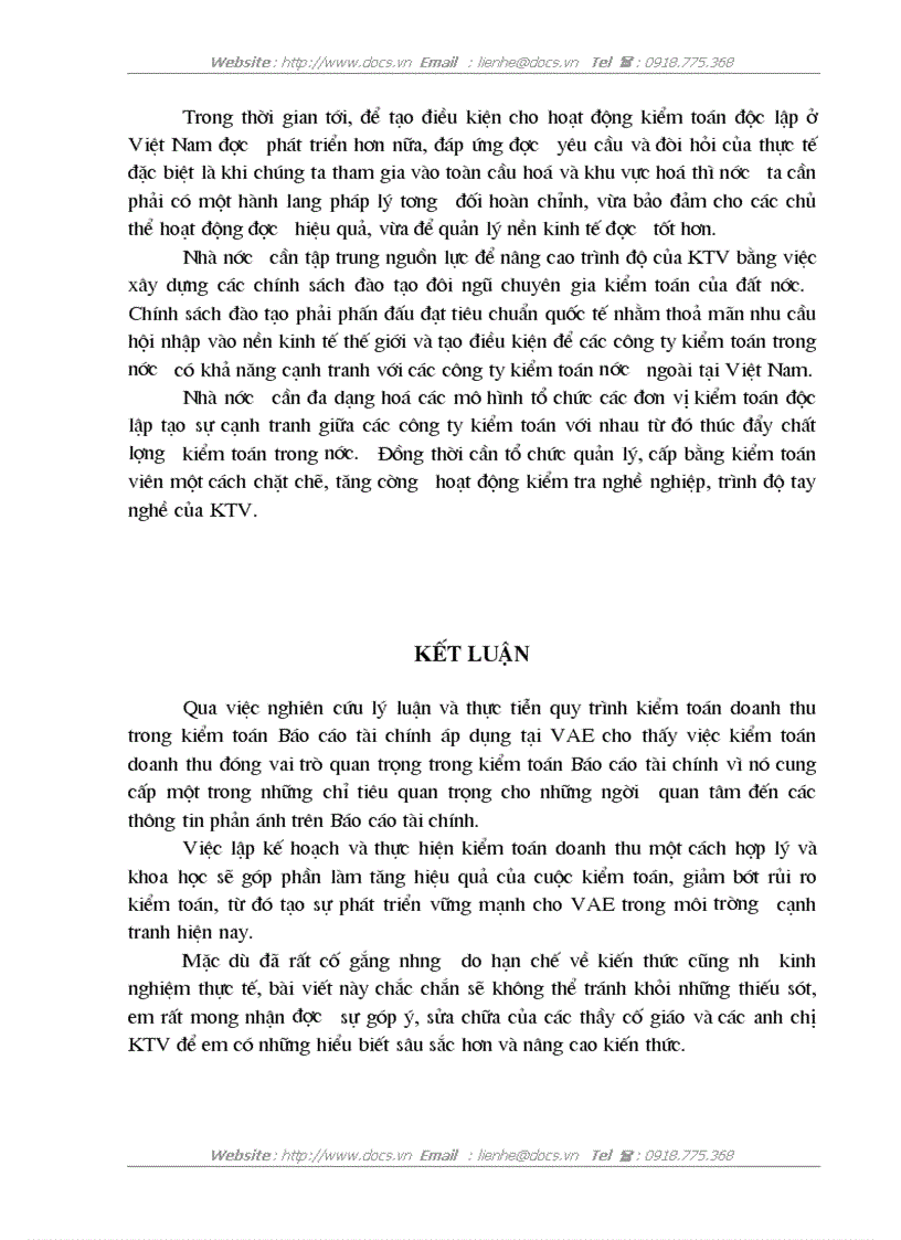 image for page Hoàn thiện kiểm toán khoản mục doanh thu trong kiểm toán Báo cáo tài chính do Công ty Kiểm toán và Định giá Việt Nam thực hiện