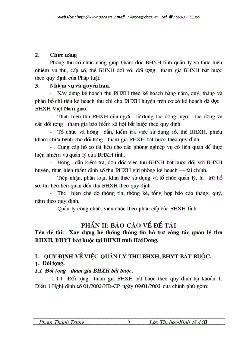 image for page Xây dựng hệ thống thông tin hỗ trợ công tác thu BHXH BHYT bắt buộc tại BHXH tỉnh Hải Dương