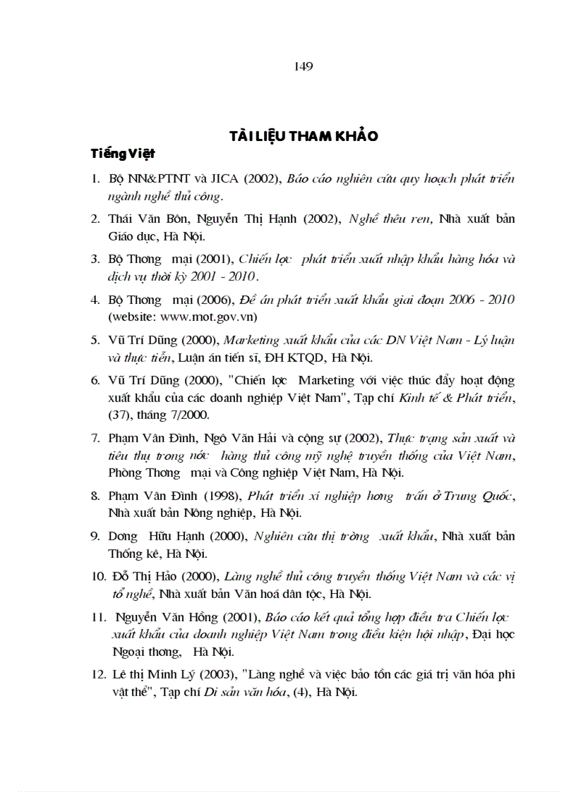 image for page Chiến lược marketing đối với hàng thủ công mỹ nghệ của các làng nghề việt nam đến năm 2010