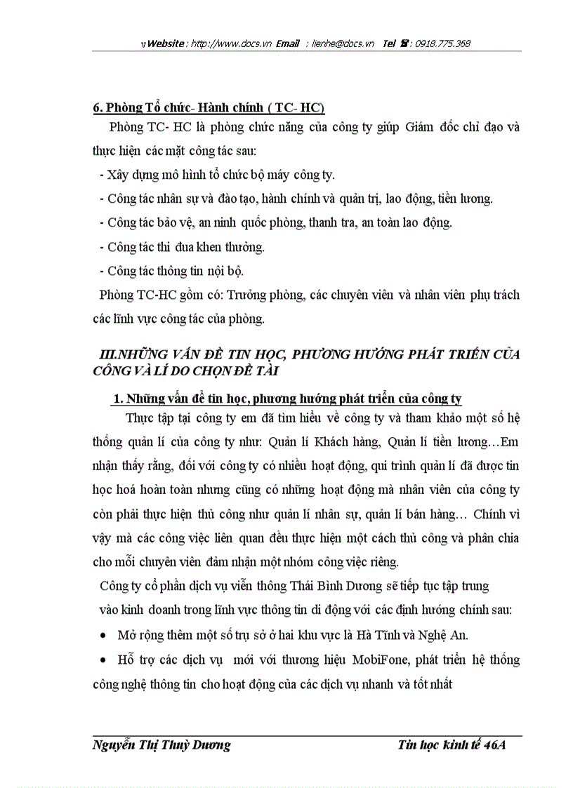 image for page Phân tích thiết kế và xây dựng HTTT quản lí bán hàng tại công ty cổ phần dịch vụ viễn thông Thái Bình Dươn