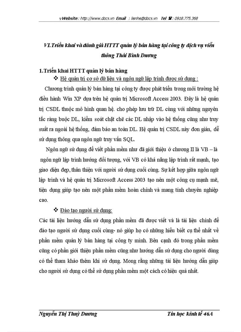 image for page Phân tích thiết kế và xây dựng HTTT quản lí bán hàng tại công ty cổ phần dịch vụ viễn thông Thái Bình Dươn