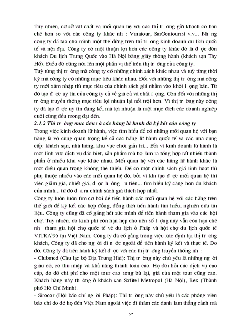 image for page Giá chính sách giá trong kinh doanh lữ hành của công ty Du lịch dịch vụ Tây Hồ thực trạng và giải pháp thu hút khách