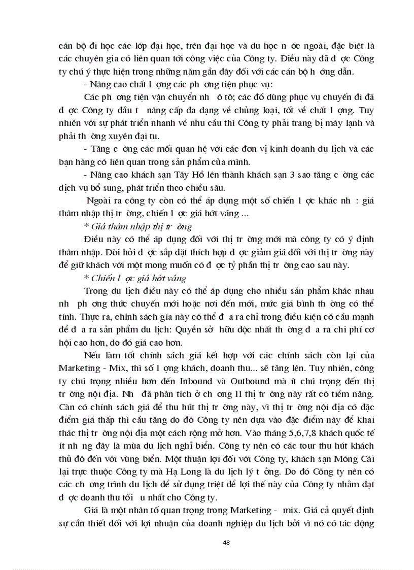 image for page Giá chính sách giá trong kinh doanh lữ hành của công ty Du lịch dịch vụ Tây Hồ thực trạng và giải pháp thu hút khách