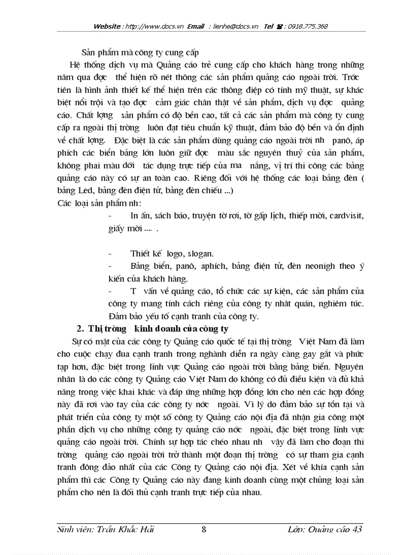 image for page Báo cáo tổng hợp về công ty Quảng Cáo Trẻ VN