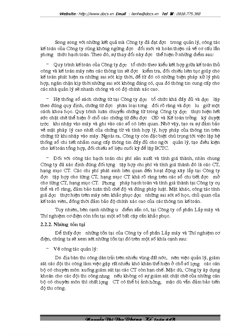 image for page Kế toán chi phí sản xuất và tính giá thành sản phẩm xây lắp tại Công ty cổ phần Lắp máy và Thí nghiệm cơ điện