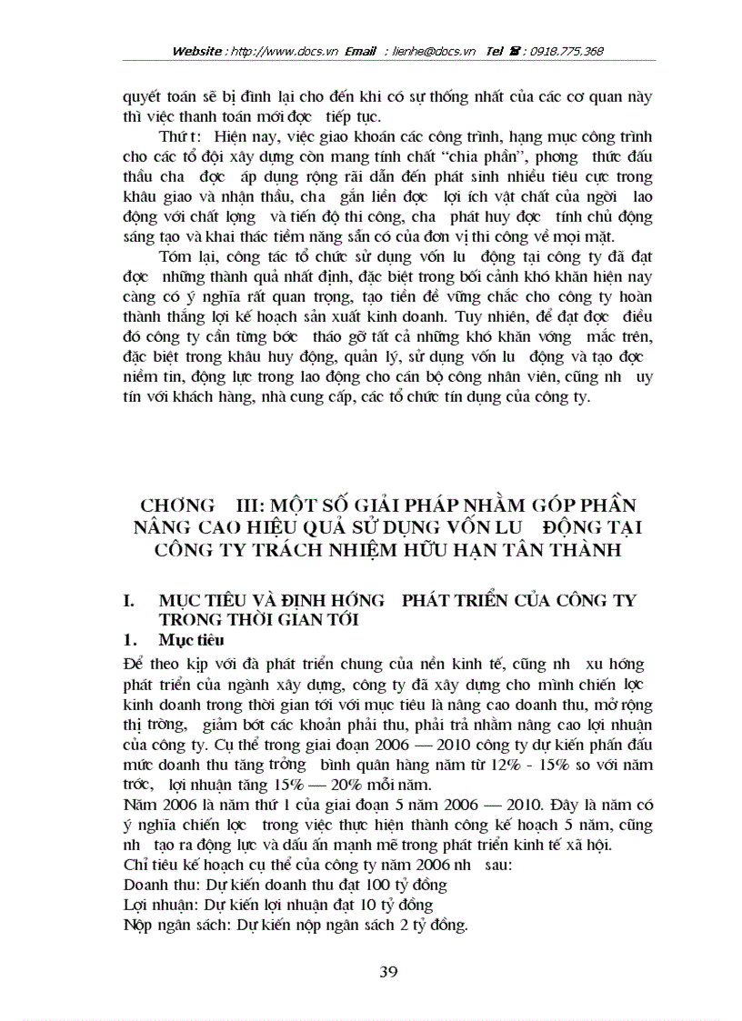 image for page Một số giải pháp nhằm nâng cao hiệu quả sử dụng vốn lưu động tại Công ty trách nhiệm hữu hạn Tân Thành