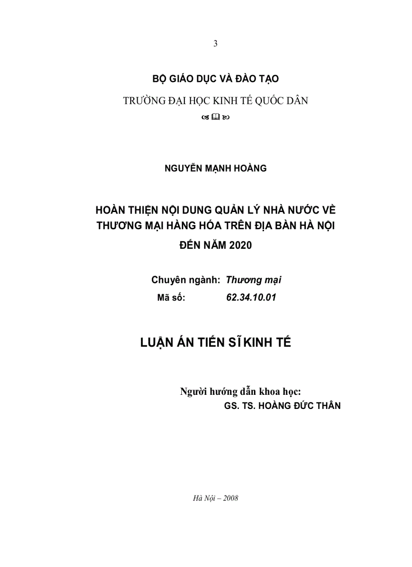 image for page Hoàn thiện nội dung quản lý nhà nước về thương mại hàng hoá trên địa bàn Hà nội đến năm 2020