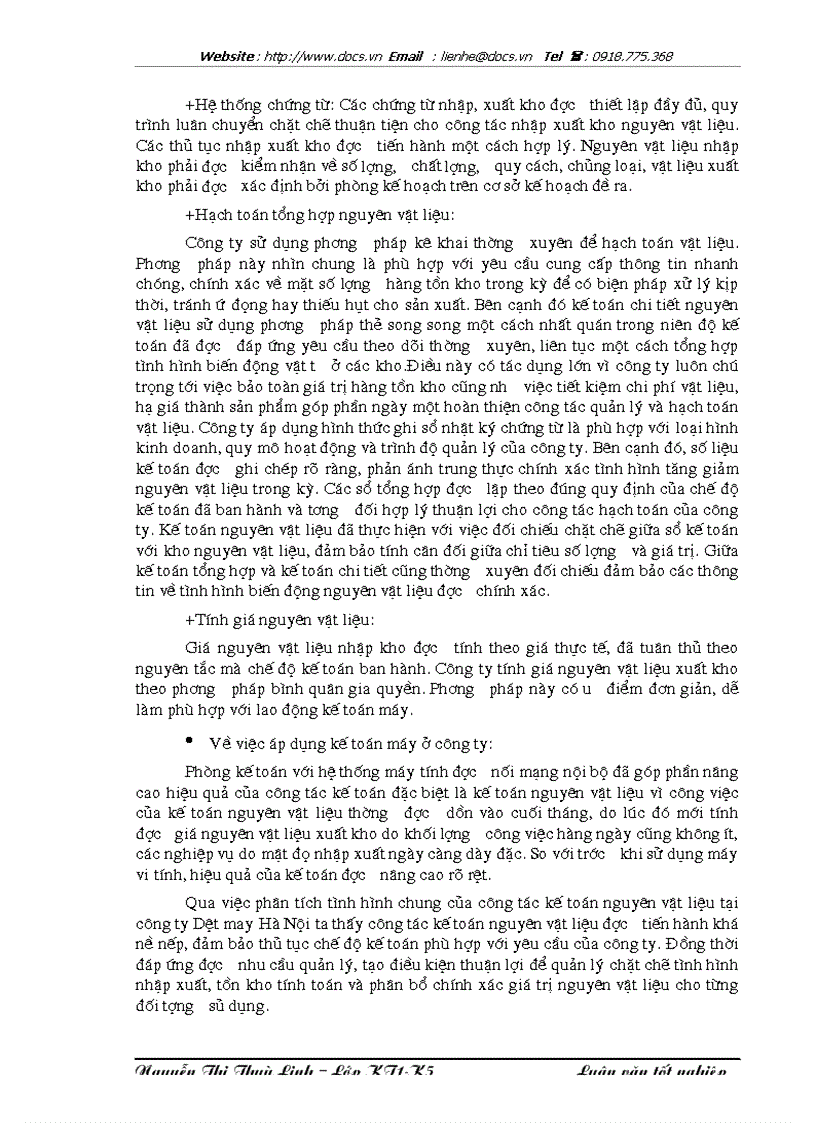 image for page Hoàn thiện công tác kế toán nguyên vật liệu tại Công ty Dệt May Hà Nội