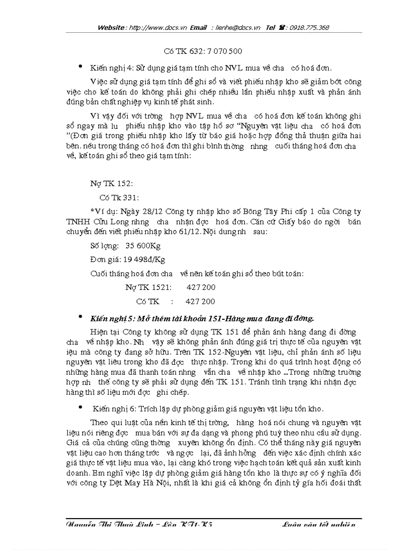 image for page Hoàn thiện công tác kế toán nguyên vật liệu tại Công ty Dệt May Hà Nội