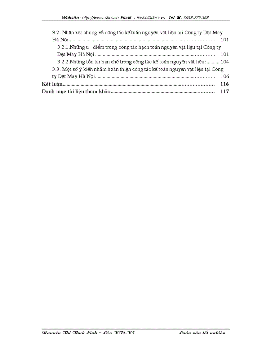 image for page Hoàn thiện công tác kế toán nguyên vật liệu tại Công ty Dệt May Hà Nội