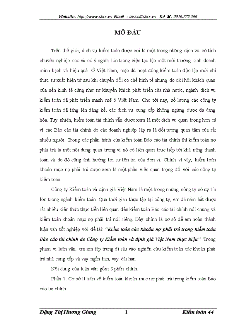 image for page Kiểm toán các khoản nợ phải trả trong kiểm toán Báo cáo tài chính do Công ty Kiểm toán và định giá Việt Nam thực hiện