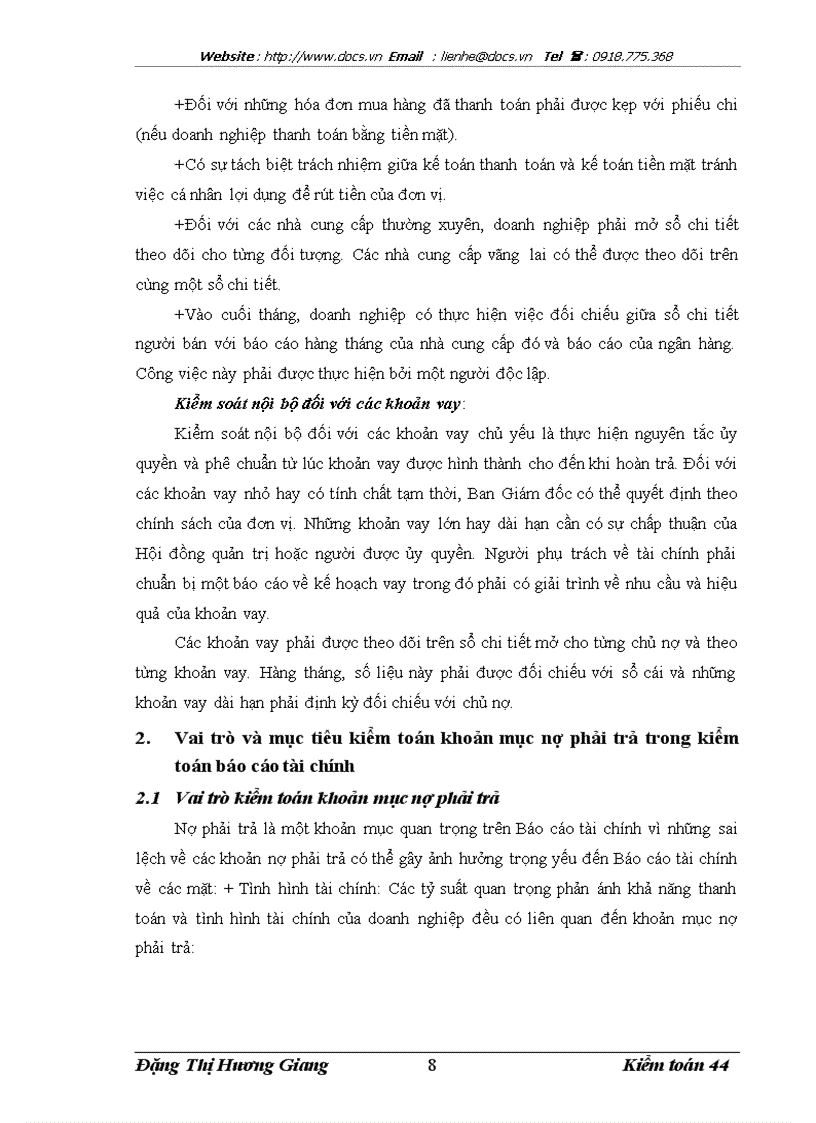 image for page Kiểm toán các khoản nợ phải trả trong kiểm toán Báo cáo tài chính do Công ty Kiểm toán và định giá Việt Nam thực hiện