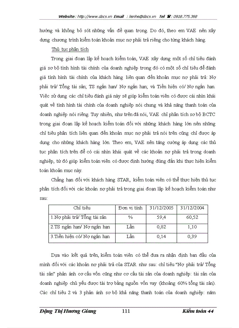 image for page Kiểm toán các khoản nợ phải trả trong kiểm toán Báo cáo tài chính do Công ty Kiểm toán và định giá Việt Nam thực hiện