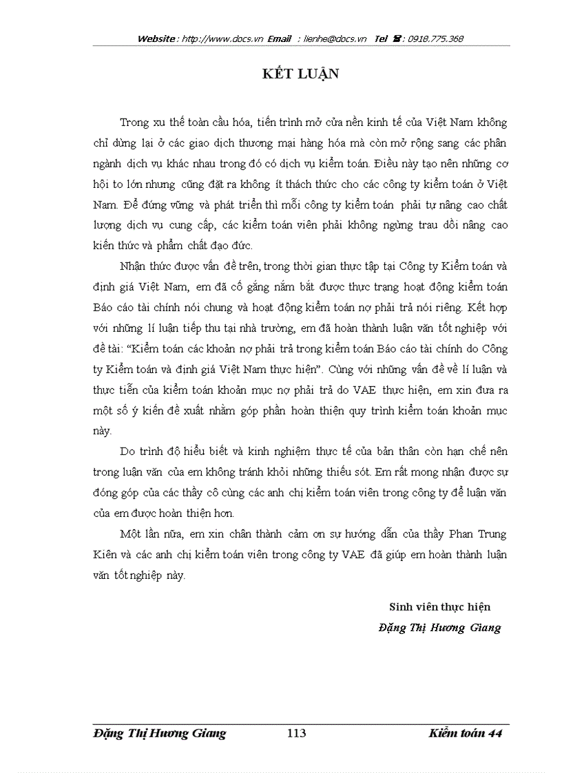 image for page Kiểm toán các khoản nợ phải trả trong kiểm toán Báo cáo tài chính do Công ty Kiểm toán và định giá Việt Nam thực hiện