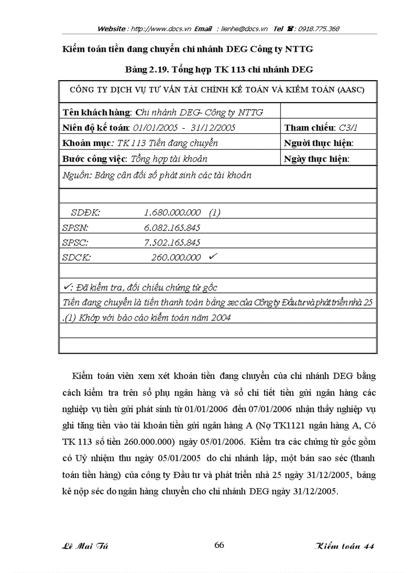 image for page Kiểm toán khoản mục tiền trong quy trình kiểm toán báo cáo tài chính do Công ty Dịch vụ Tư vấn Tài chính Kế toán và Kiểm toán AASC thực hiện