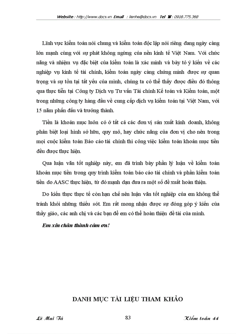 image for page Kiểm toán khoản mục tiền trong quy trình kiểm toán báo cáo tài chính do Công ty Dịch vụ Tư vấn Tài chính Kế toán và Kiểm toán AASC thực hiện