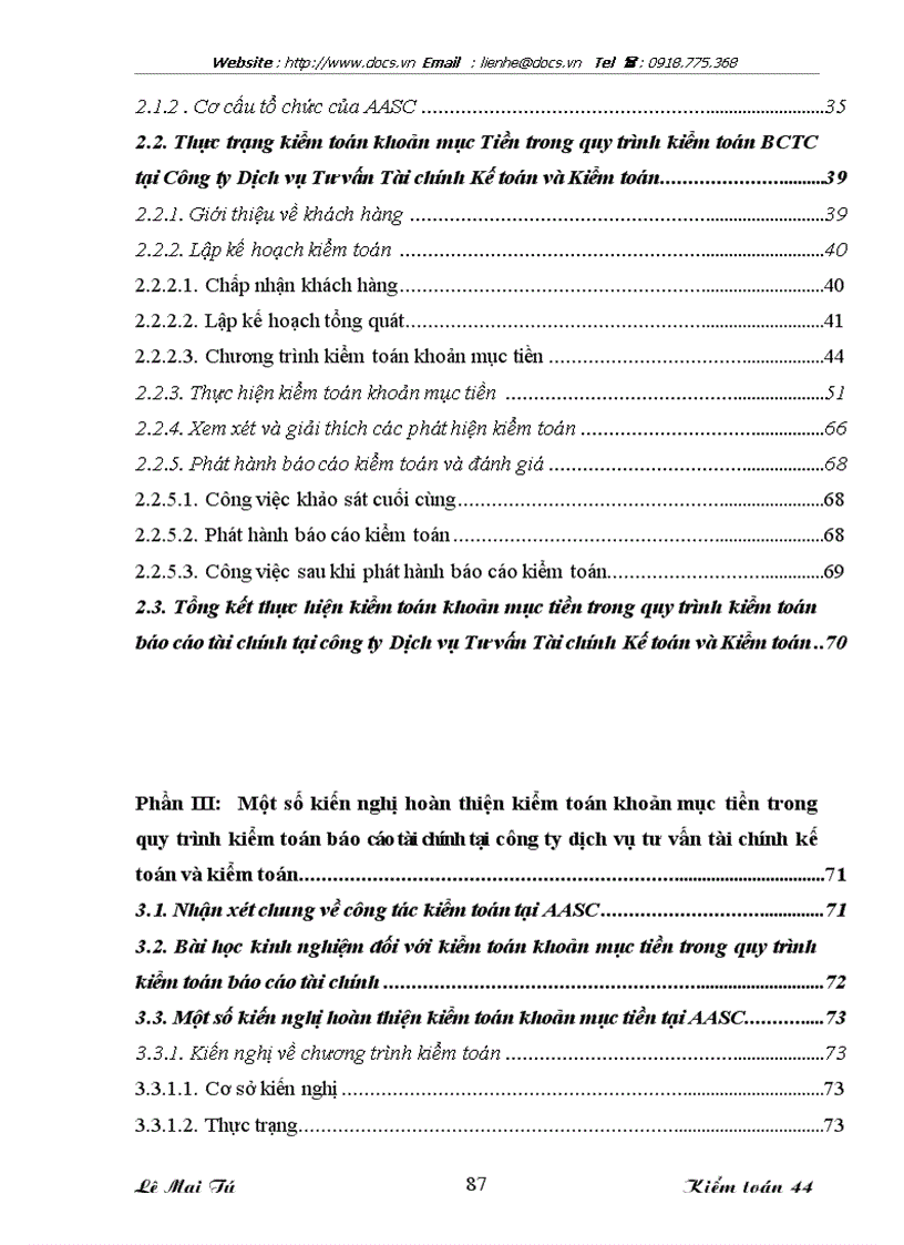 image for page Kiểm toán khoản mục tiền trong quy trình kiểm toán báo cáo tài chính do Công ty Dịch vụ Tư vấn Tài chính Kế toán và Kiểm toán AASC thực hiện