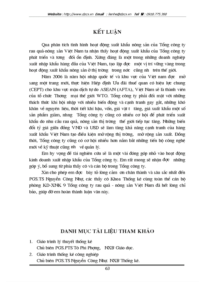 image for page Vận dụng một số phương pháp thống kê phân tích tình hình hoạt động xuất khẩu nông sản của Tổng công ty rau quả nông sản Việt Nam