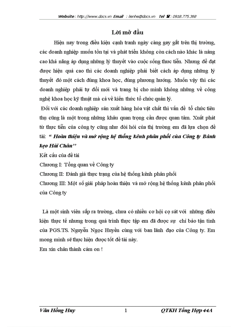 image for page Hoàn thiện và mở rộng hệ thống kênh phân phối của Công ty Bánh kẹo Hải Châu