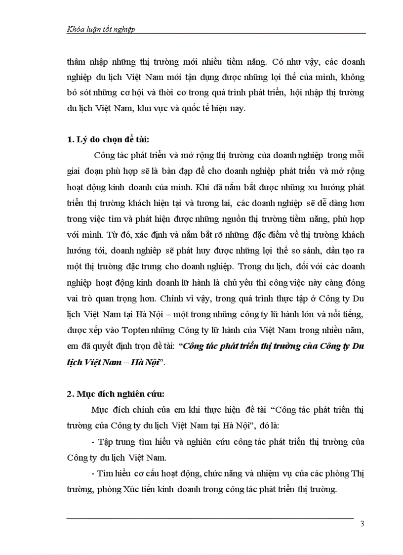 Công tác phát triển thị trường của công ty du lịch việt nam tại hà nội