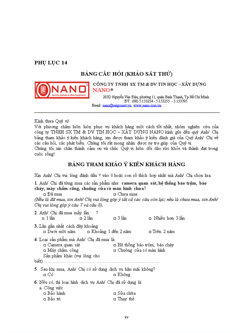 image for page Khảo sát và đánh giá sự hài lòng của khách hàng ở công ty tnhh sx tm dv tin học xây dựng nano