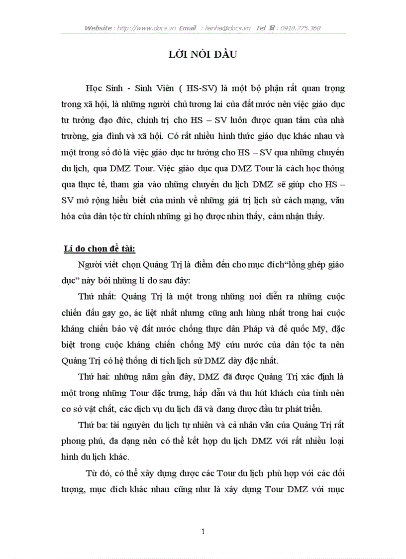 image for page Xây dựng DMZ Tour tại Quảng Trị với mục đích lồng ghép giáo dục tư tưởng cho học sinh sinh viên