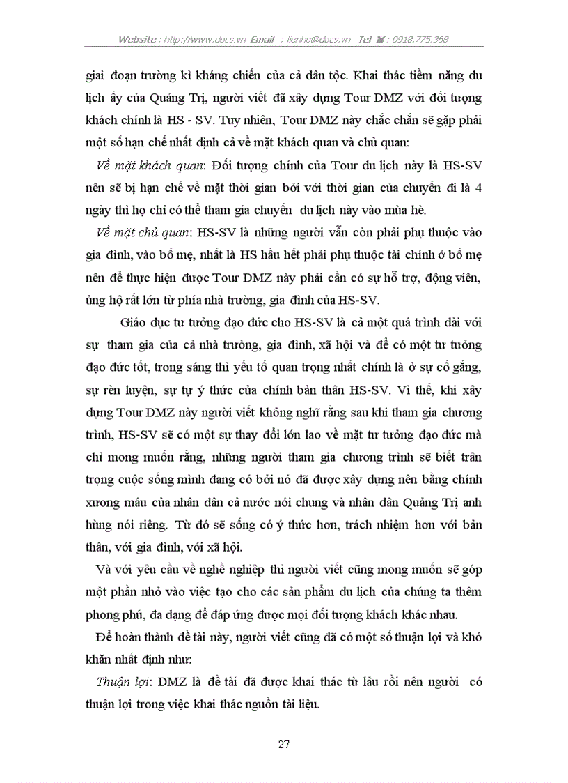 image for page Xây dựng DMZ Tour tại Quảng Trị với mục đích lồng ghép giáo dục tư tưởng cho học sinh sinh viên