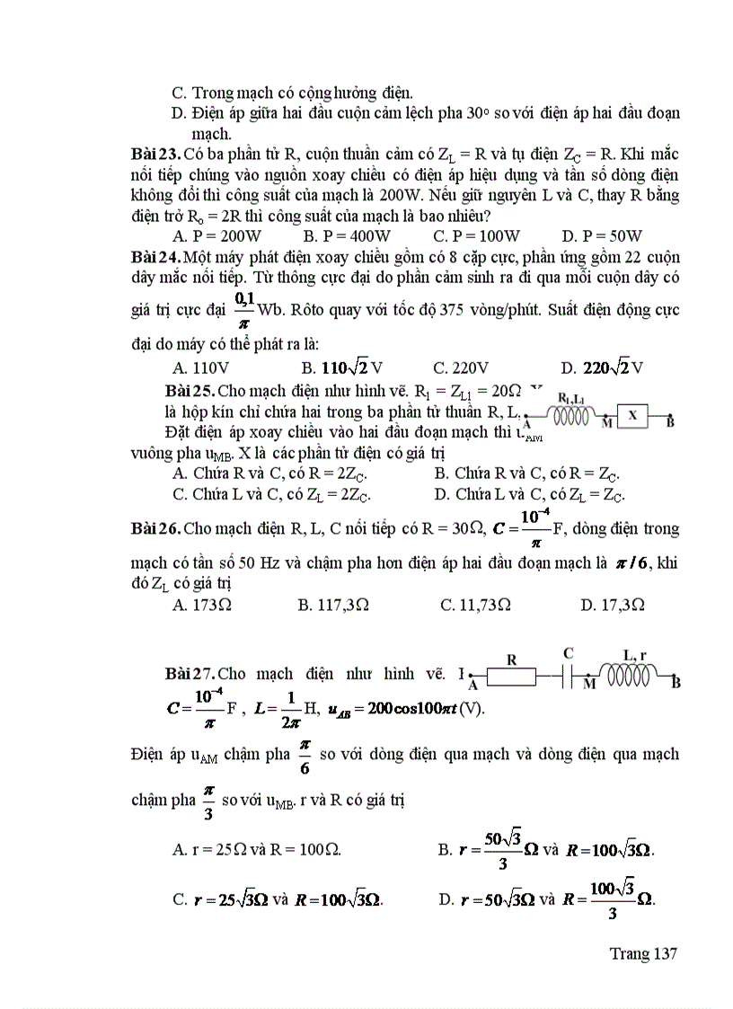image for page Lựa chọn hệ thống bài tập hướng dẫn giải và giải bài tập vật lý chương dòng điện xoay chiều lớp 12 chương trình nâng cao