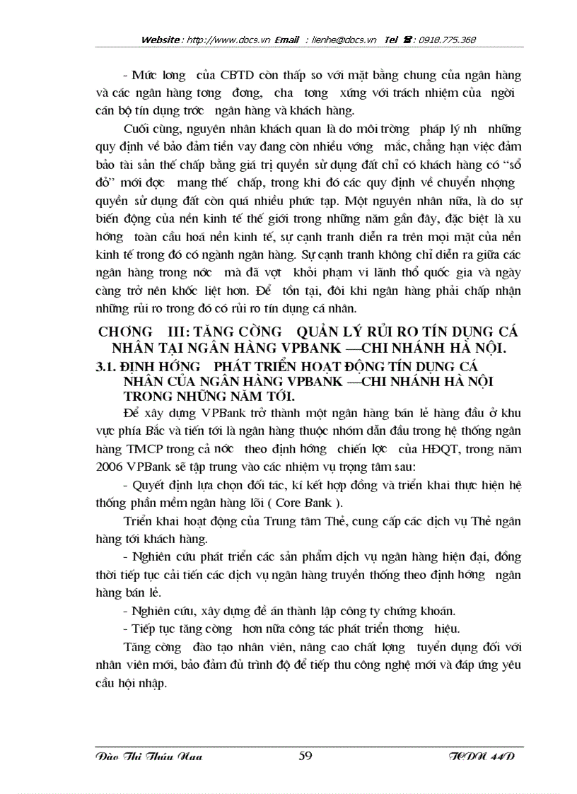 image for page Tăng cường quản lý rủi ro tín dụng cá nhân tại ngân hàng VPBank Chi nhánh Hà Nội