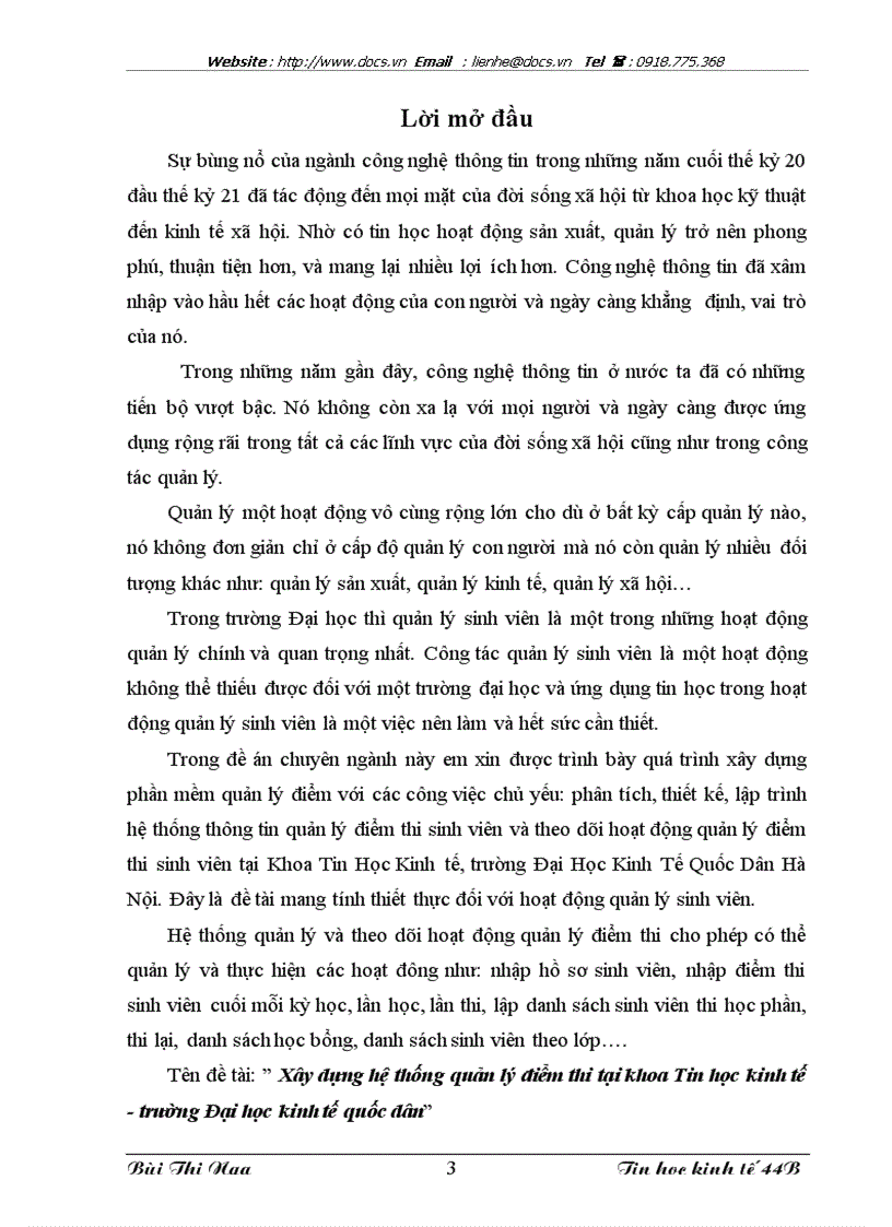 image for page Xây dựng hệ thống quản lý điểm thi tại khoa Tin học kinh tế trường Đại học kinh tế quốc dân