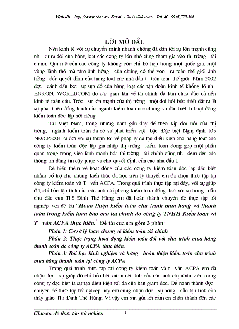 image for page Hoàn thiện kiểm toán chu trình mua hàng và thanh toán trong kiểm toán báo cáo tài chính do công ty TNHH Kiểm toán và Tư vấn ACPA thực hiện