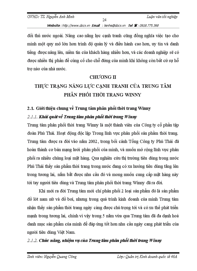 image for page Nâng cao năng lực cạnh tranh của trung tâm phân thối thời trang Winny trong điều kiện Việt Nam là thành viên của WTO
