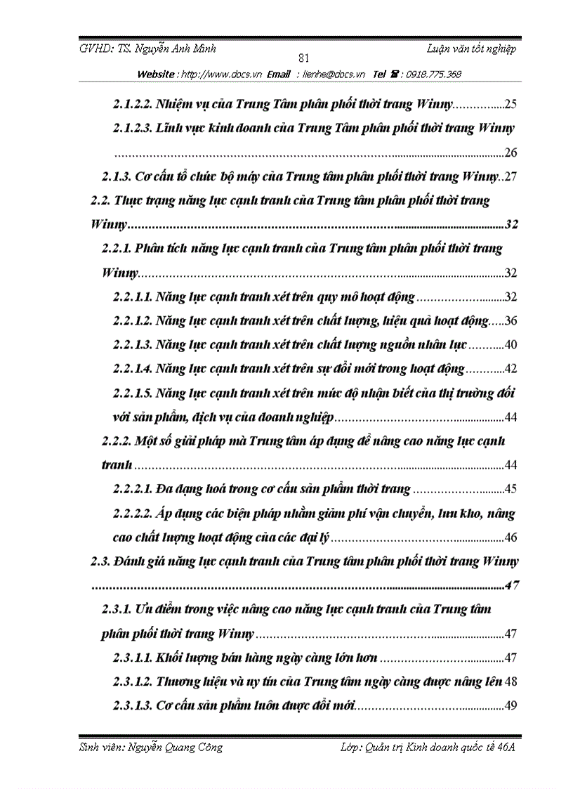 image for page Nâng cao năng lực cạnh tranh của trung tâm phân thối thời trang Winny trong điều kiện Việt Nam là thành viên của WTO