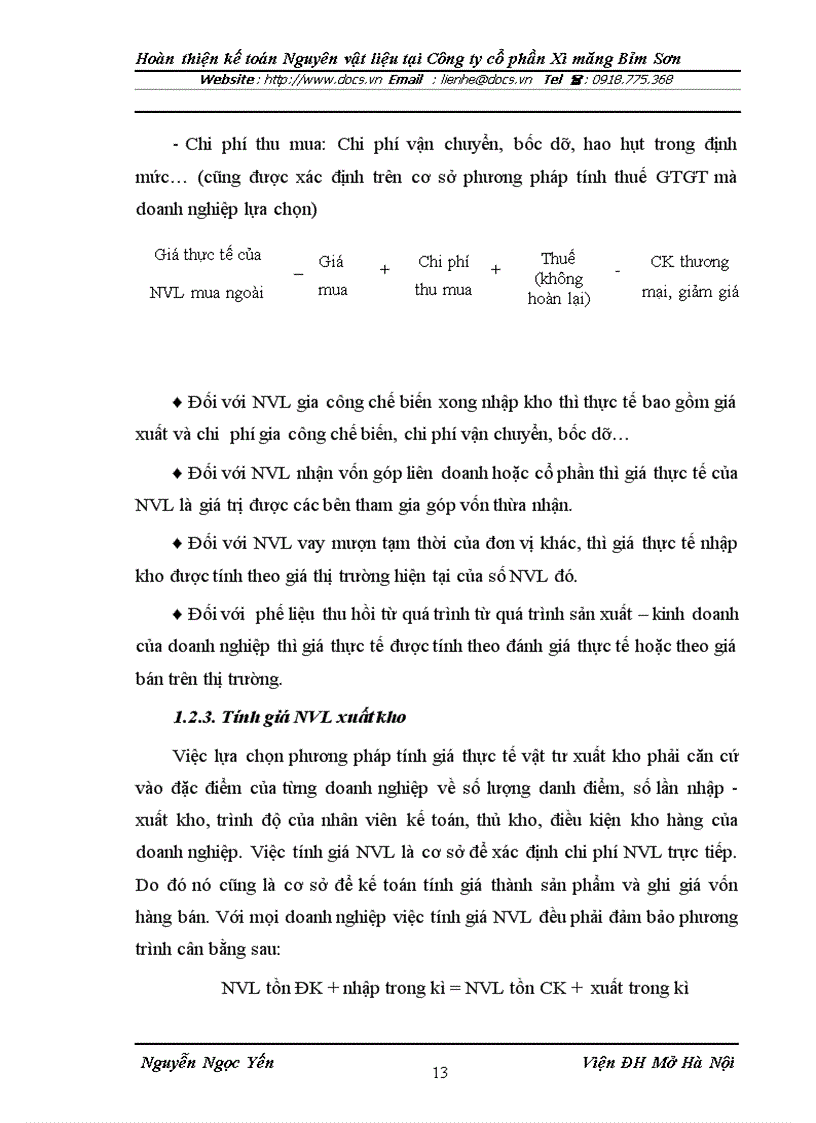 image for page Hoàn thiện kế toán nguyên vật liệu tại Công ty Cổ phần xi măng Bỉm Sơn