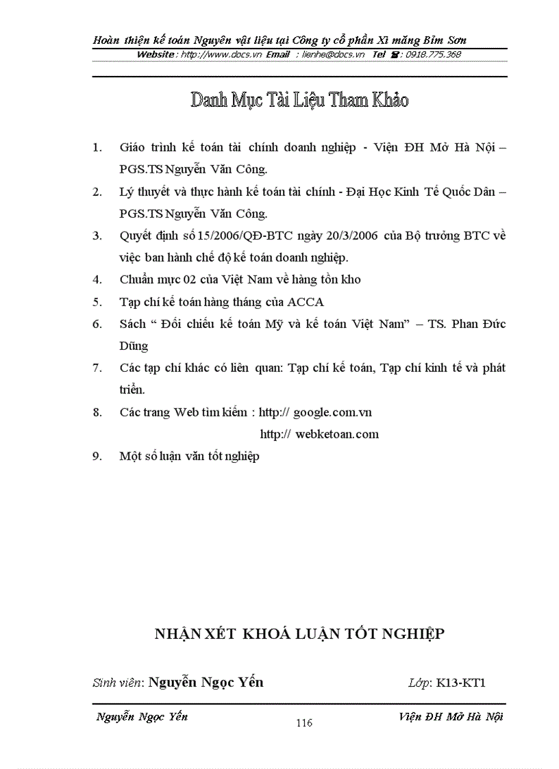 image for page Hoàn thiện kế toán nguyên vật liệu tại Công ty Cổ phần xi măng Bỉm Sơn