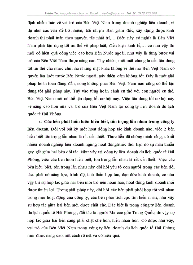 image for page Vai trò của Bên Việt Nam ở công ty Liên doanh du lịch Quốc tế Hải Phòng thực trạng bài học và giải pháp