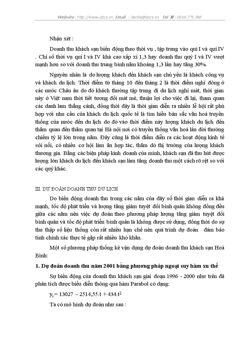 image for page Vận dụng một số phương pháp thống kê phân tích biến động doanh thu tại khách sạn Hoà Bình