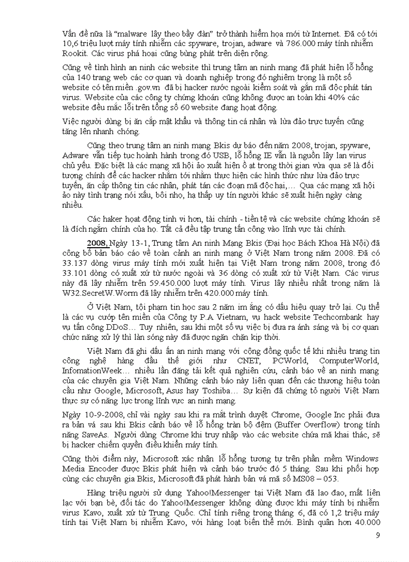 Tìm hiểu thực trạng bảo mật và an toàn mạng tại việt nam giai đoạn 2006 2009