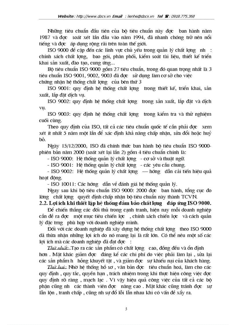 ISO 9000 và nghiên cứu đề xuất mô hình quản lý chất lượng phù hợp với các doanh nghiệp Việt Nam