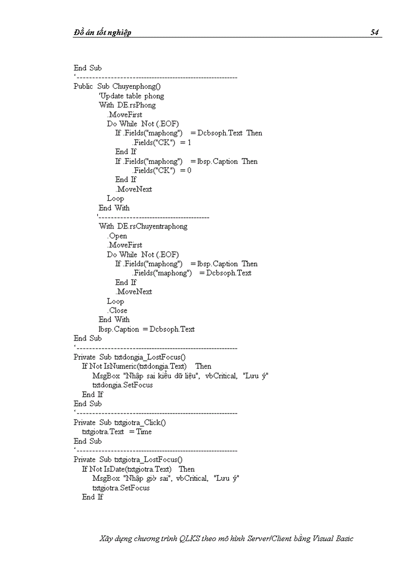 image for page Xây dựng chương trình QLKS theo mô hình ServerClient bằng Visual Basic