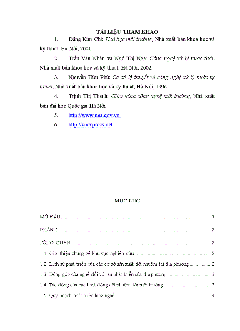 image for page Nghiên cứu hệ thống xử lý nước thải dệt nhuộm thôn ỷ lan xã dương nội huyện hoài đức tỉnh hà tây