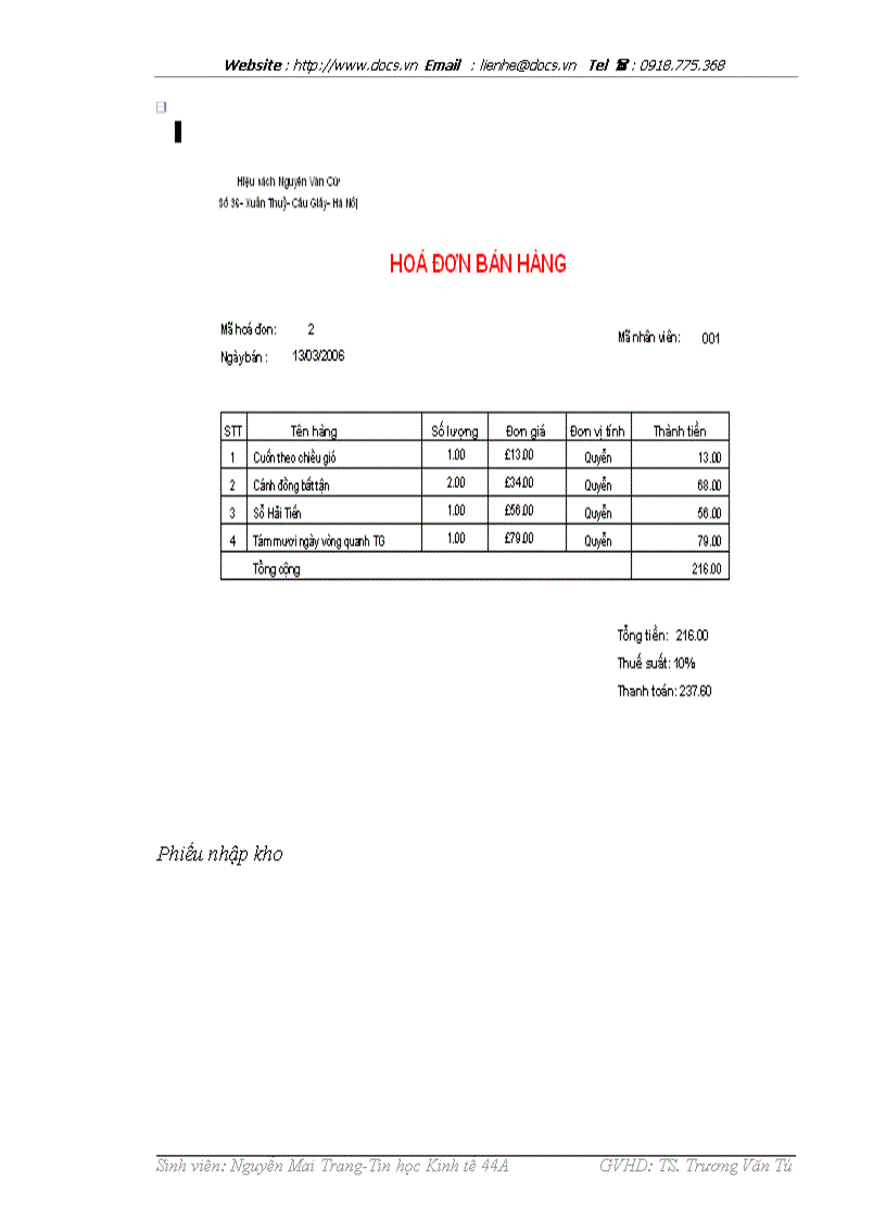 image for page Xây dựng hệ thống thông tin hỗ trợ quản lý và hoạt động tác nghiệp tại hiệu sách Nguyễn Văn Cừ
