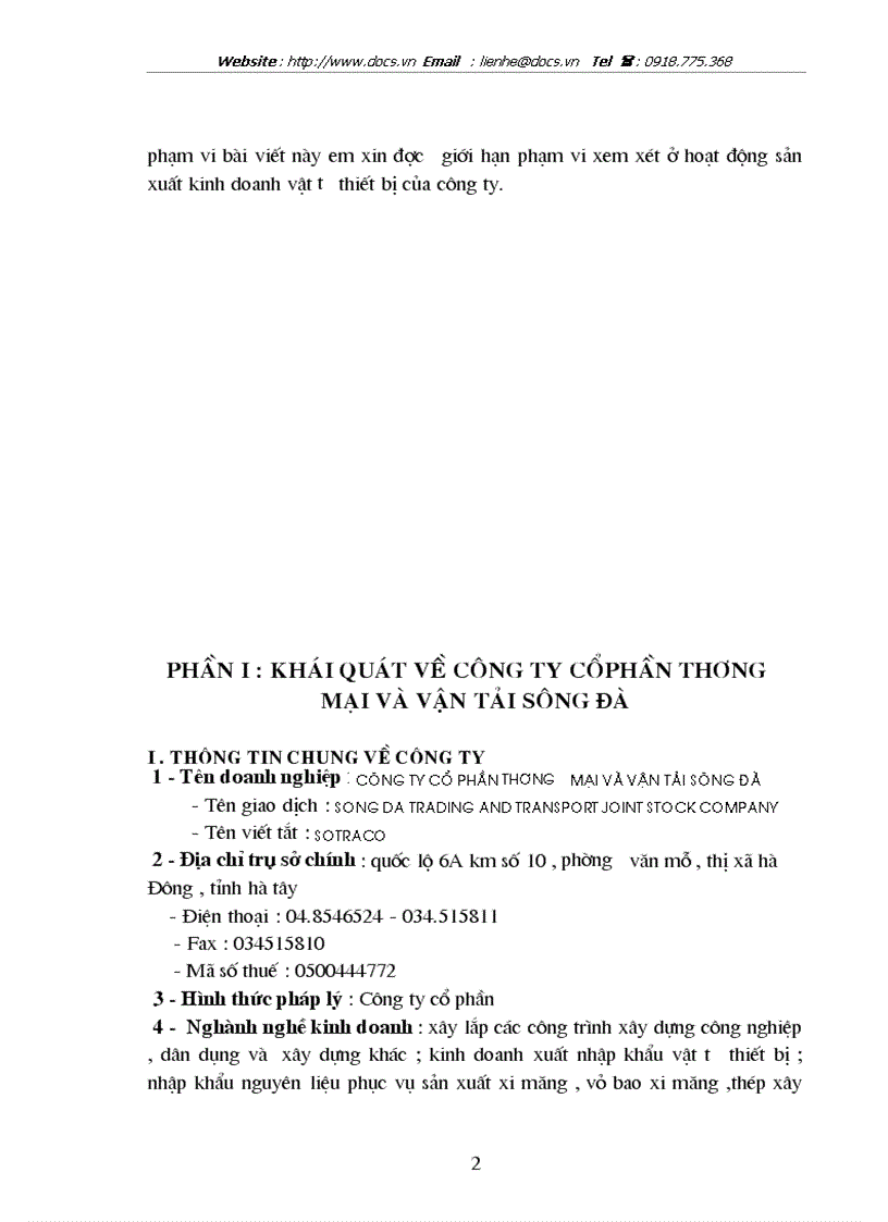 image for page Xây dựng một số giải pháp mở rộng thị trường kinh doanh vật tư thiết bị tại công ty cổ phần thương mại và vận tải Sông Đà