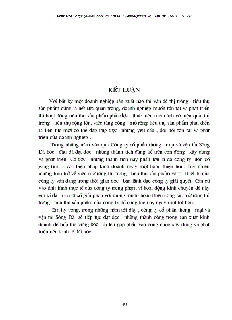 image for page Xây dựng một số giải pháp mở rộng thị trường kinh doanh vật tư thiết bị tại công ty cổ phần thương mại và vận tải Sông Đà