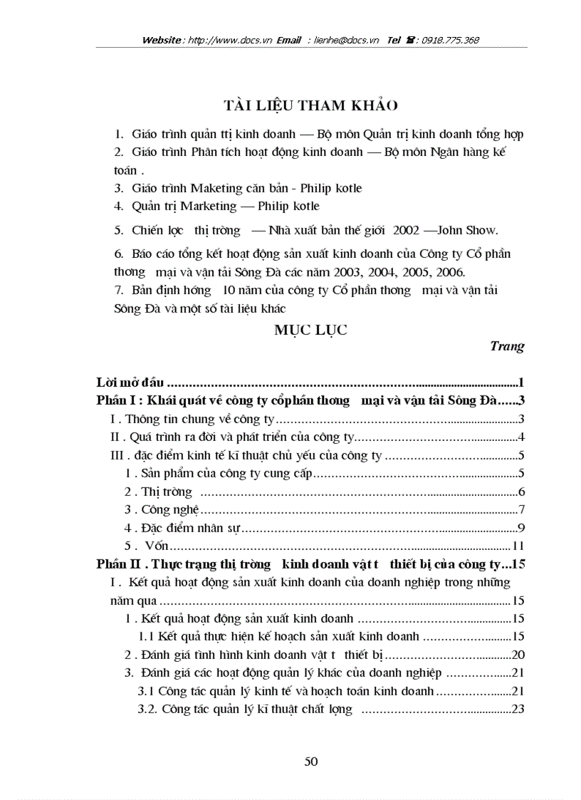 image for page Xây dựng một số giải pháp mở rộng thị trường kinh doanh vật tư thiết bị tại công ty cổ phần thương mại và vận tải Sông Đà