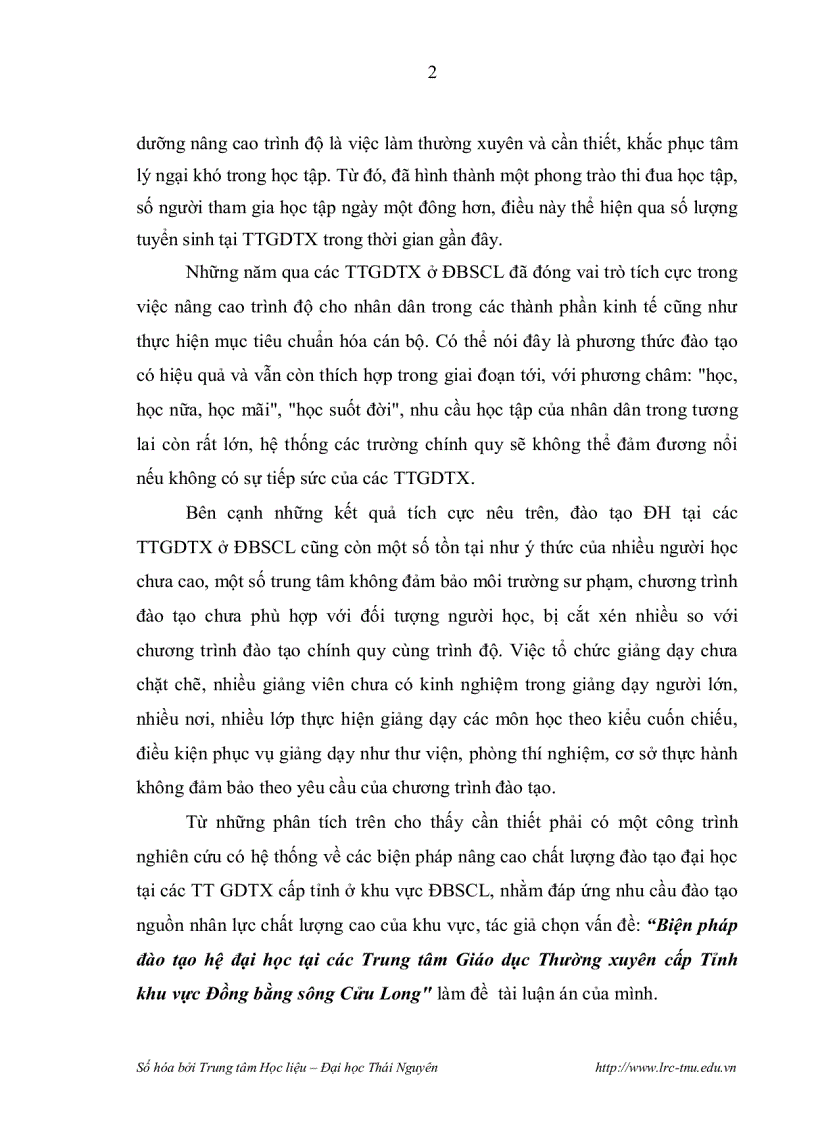 image for page Biện pháp đào tạo hệ đại học tại các trung tâm giáo dục thường xuyên cấp tỉnh khu vực Đồng bằng Sông cửu long