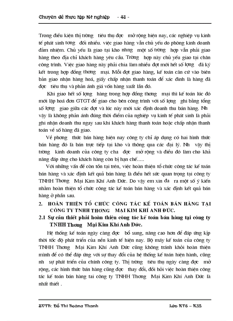 image for page Hoàn thiện Kế toán bán hàng và xác định kết quả bán hàng tại Công ty TNHH Thương Mại Kim Khí Anh Đức