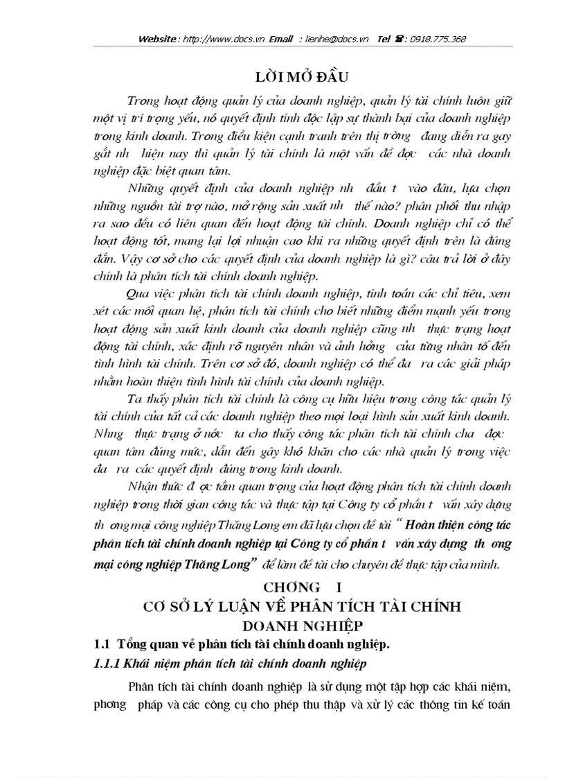 image for page Hoàn thiện công tác phân tích tài chính doanh nghiệp tại Công ty cổ phần tư vấn xây dựng thương mại công nghiệp Thăng Long