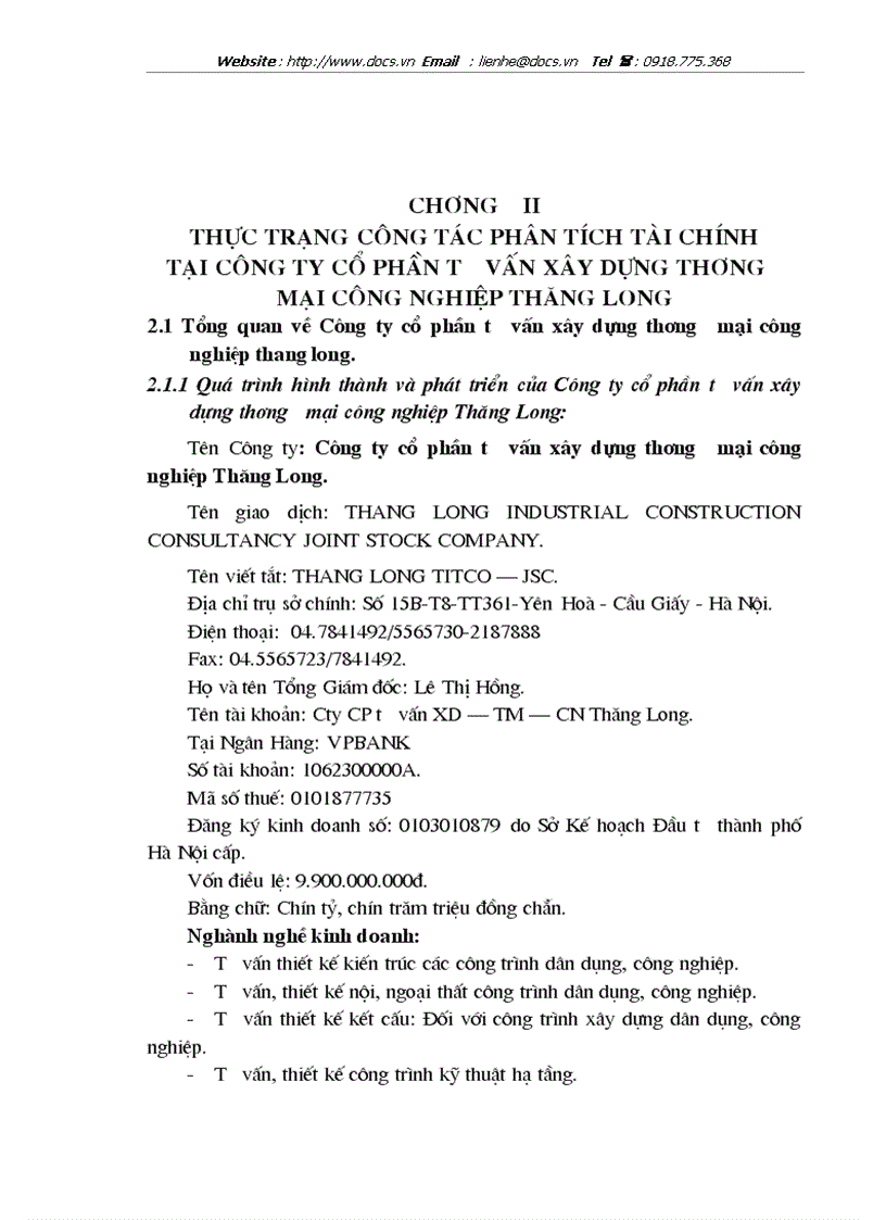 image for page Hoàn thiện công tác phân tích tài chính doanh nghiệp tại Công ty cổ phần tư vấn xây dựng thương mại công nghiệp Thăng Long