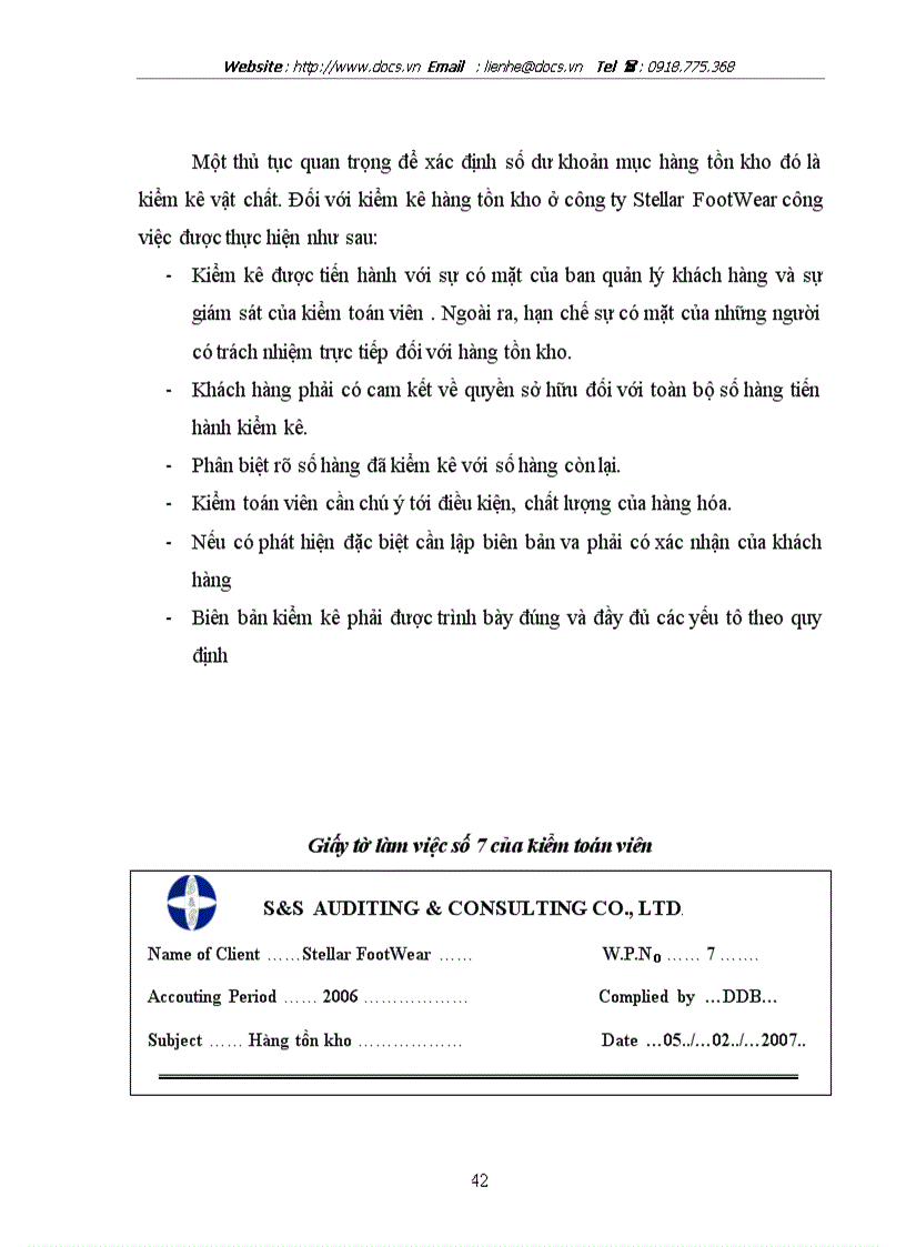 image for page Hoàn thiện quy trình kiểm toán hàng tồn kho trong kiểm toán tài chính do Công ty TNHH Tư vấn và Kiểm toán S S thực hiện